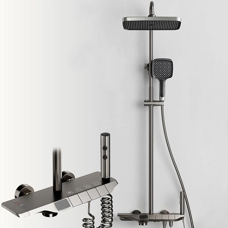 Modern Thermostatic Shower System Solid Color Slide Bar Included Shower Head Combo -Bathlova