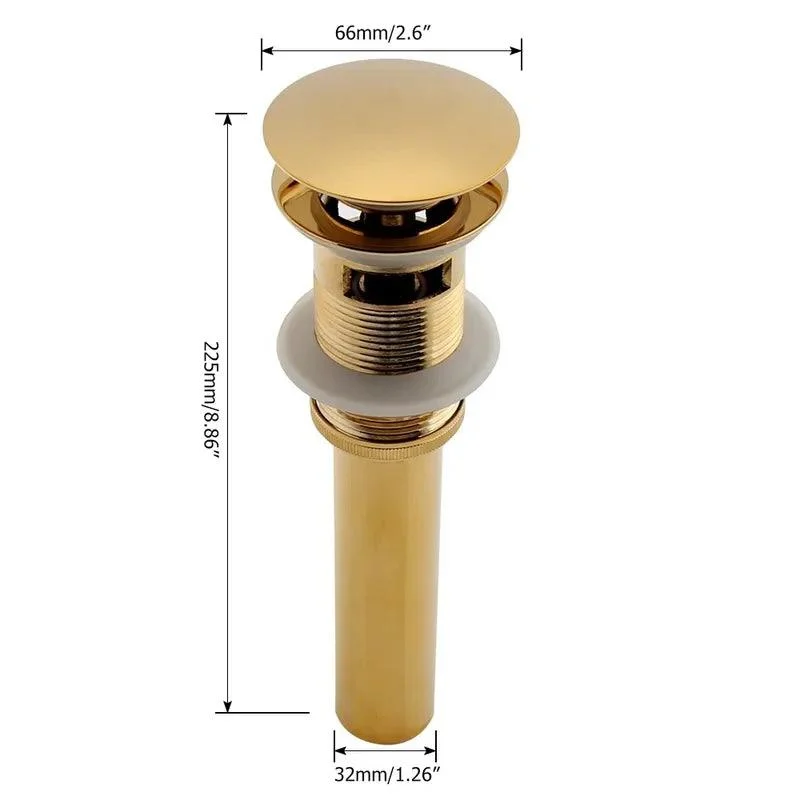 Modern Ti-PVD Gold Pop-Up Bathroom Sink Drain with Overflow -Bathlova