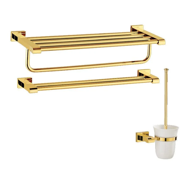 Modern Towel Bar Bathroom Hardware Set Bath Shelf Gold Bathroom Accessory Set -Bathlova