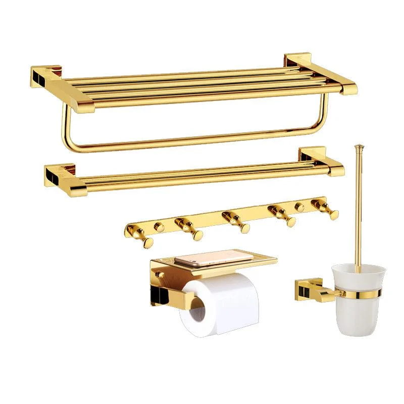 Modern Towel Bar Bathroom Hardware Set Bath Shelf Gold Bathroom Accessory Set -Bathlova