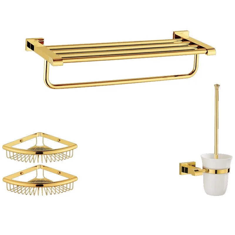 Modern Towel Bar Bathroom Hardware Set Bath Shelf Gold Bathroom Accessory Set -Bathlova