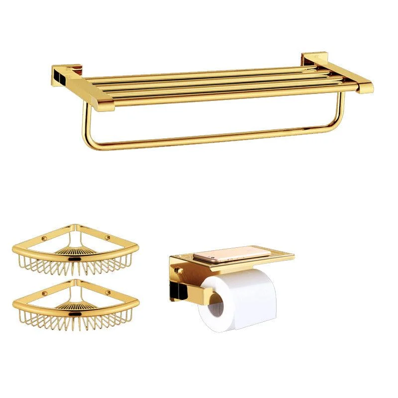 Modern Towel Bar Bathroom Hardware Set Bath Shelf Gold Bathroom Accessory Set -Bathlova