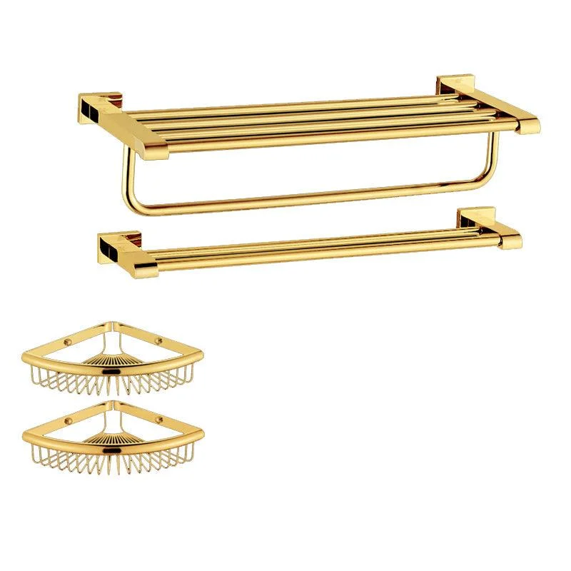 Modern Towel Bar Bathroom Hardware Set Bath Shelf Gold Bathroom Accessory Set -Bathlova