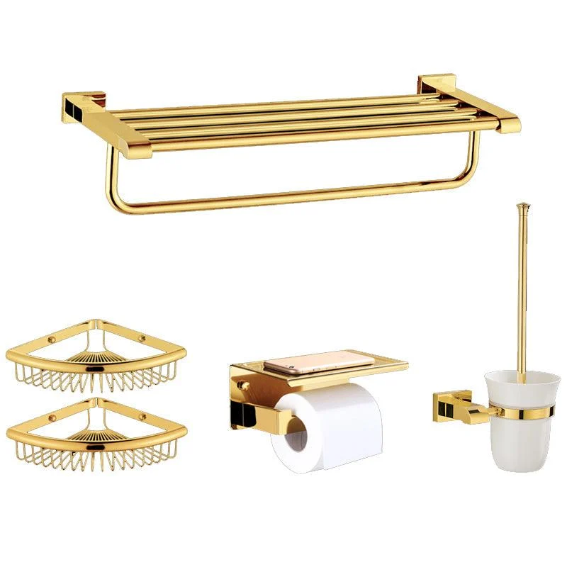 Modern Towel Bar Bathroom Hardware Set Bath Shelf Gold Bathroom Accessory Set -Bathlova