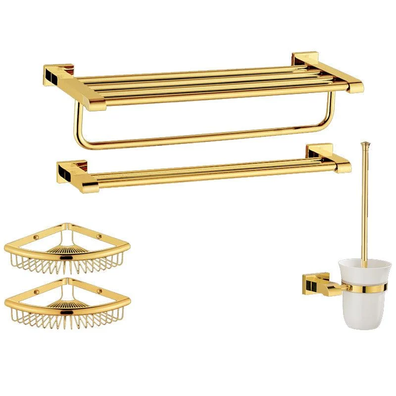 Modern Towel Bar Bathroom Hardware Set Bath Shelf Gold Bathroom Accessory Set -Bathlova