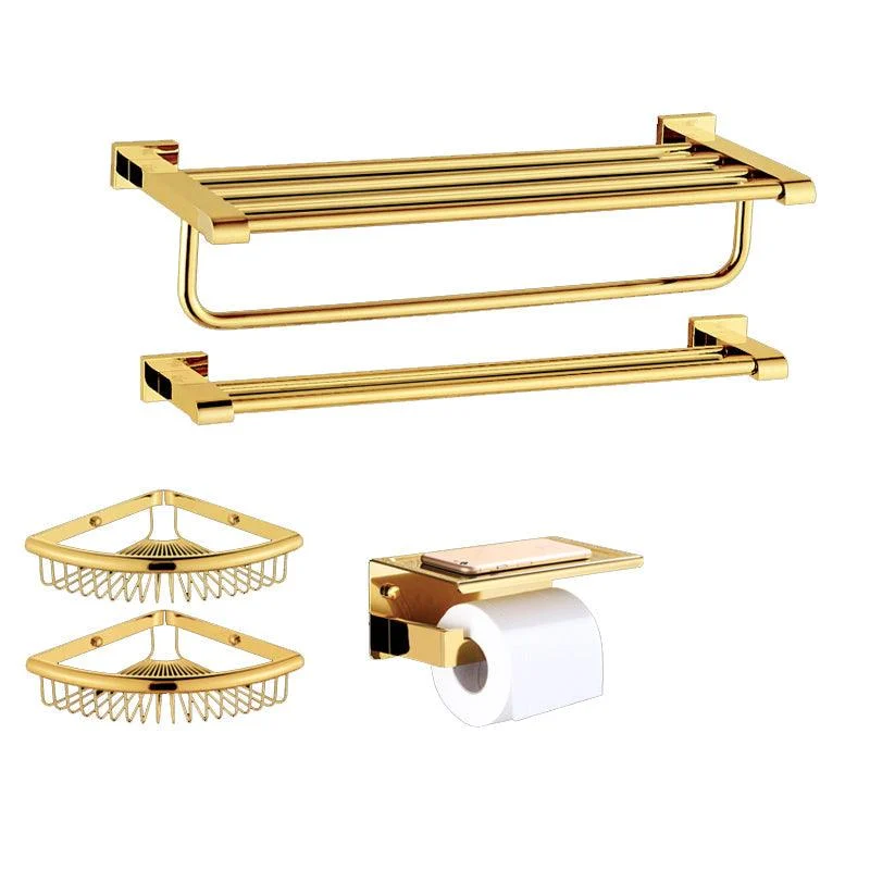 Modern Towel Bar Bathroom Hardware Set Bath Shelf Gold Bathroom Accessory Set -Bathlova