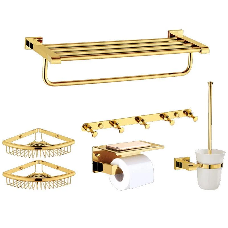 Modern Towel Bar Bathroom Hardware Set Bath Shelf Gold Bathroom Accessory Set -Bathlova