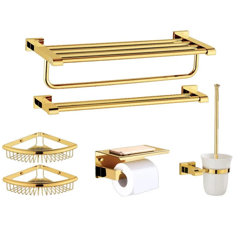 Modern Towel Bar Bathroom Hardware Set Bath Shelf Gold Bathroom Accessory Set -Bathlova