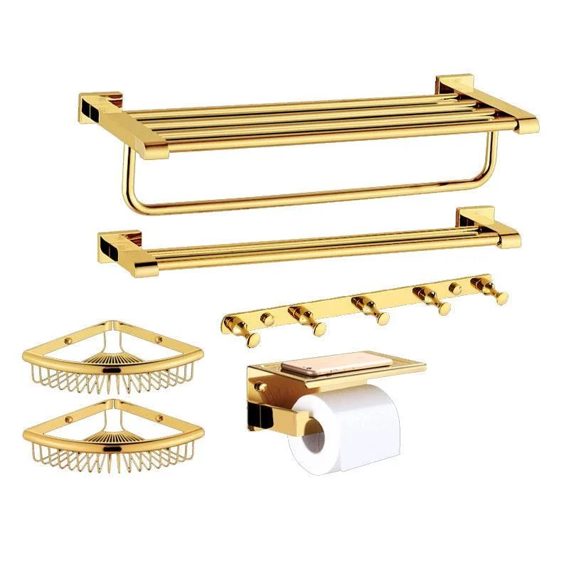 Modern Towel Bar Bathroom Hardware Set Bath Shelf Gold Bathroom Accessory Set -Bathlova