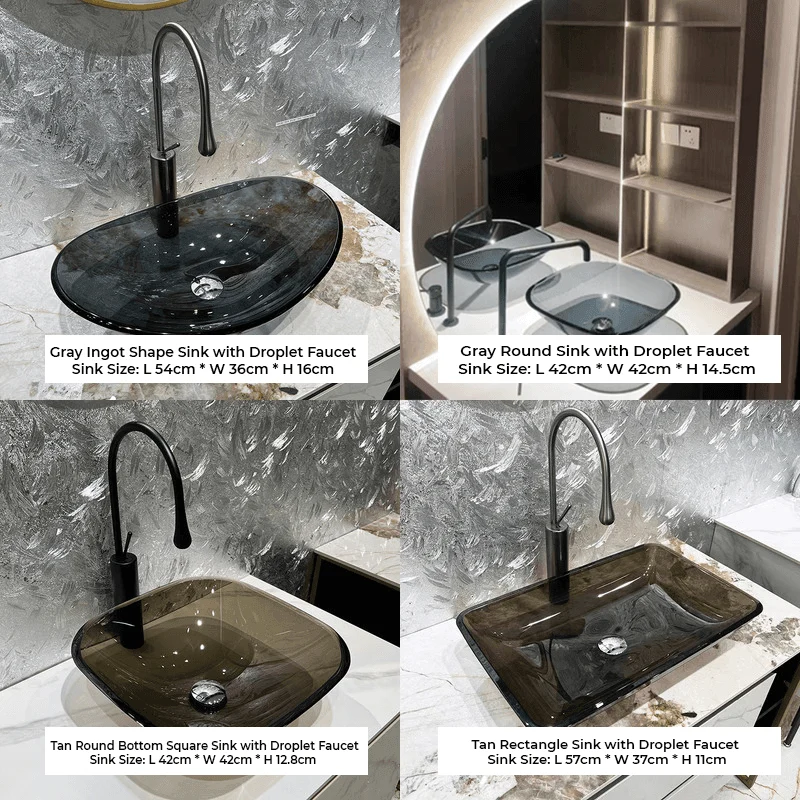 Modern Transparent Tempered Glass Wash Basin -Bathlova