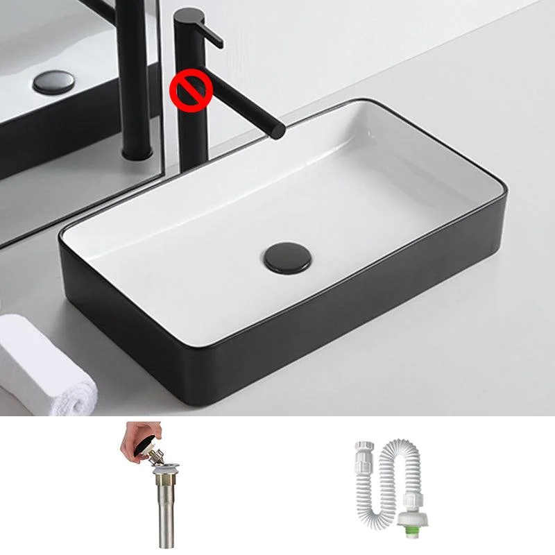 Modern Trough Bathroom Sink White and Black Trough Bathroom Sink -Bathlova