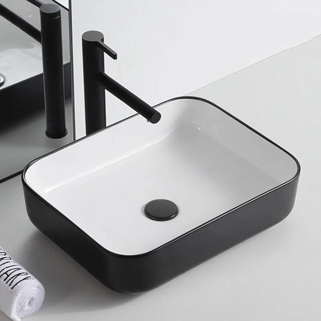 Modern Trough Bathroom Sink White and Black Trough Bathroom Sink -Bathlova