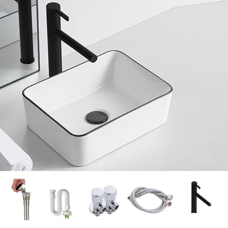 Modern Trough Bathroom Sink White and Black Trough Bathroom Sink -Bathlova