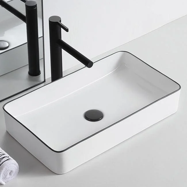 Modern Trough Bathroom Sink White and Black Trough Bathroom Sink -Bathlova