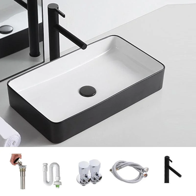 Modern Trough Bathroom Sink White and Black Trough Bathroom Sink -Bathlova