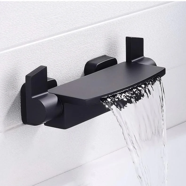 Modern Tub Filler Copper Wall Mounted with Hand Shower Waterfall Tub Spout Trim -Bathlova