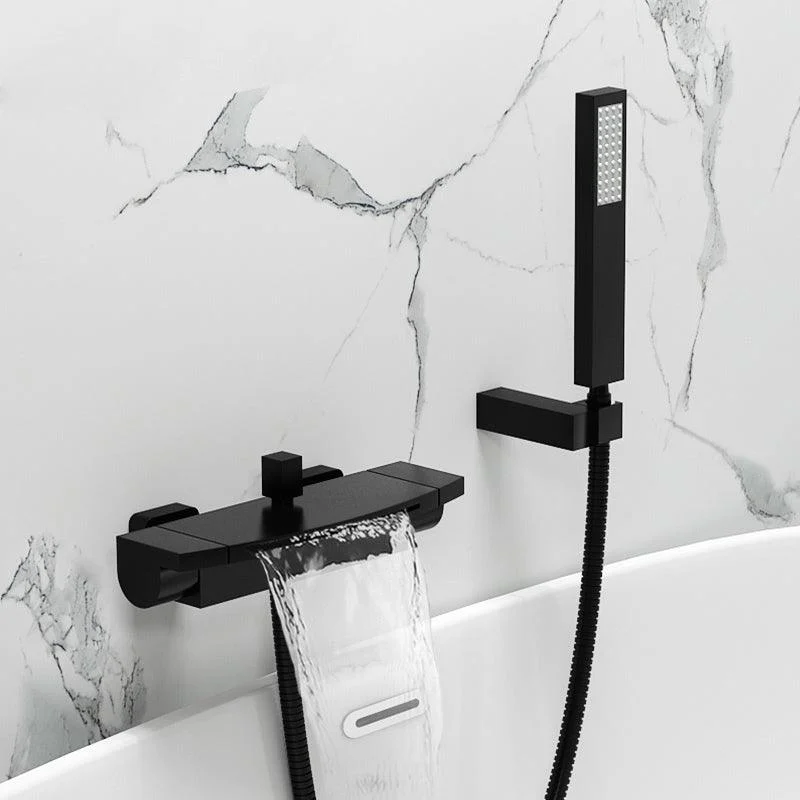 Modern Tub Filler Copper Wall Mounted with Hand Shower Waterfall Tub Spout Trim -Bathlova