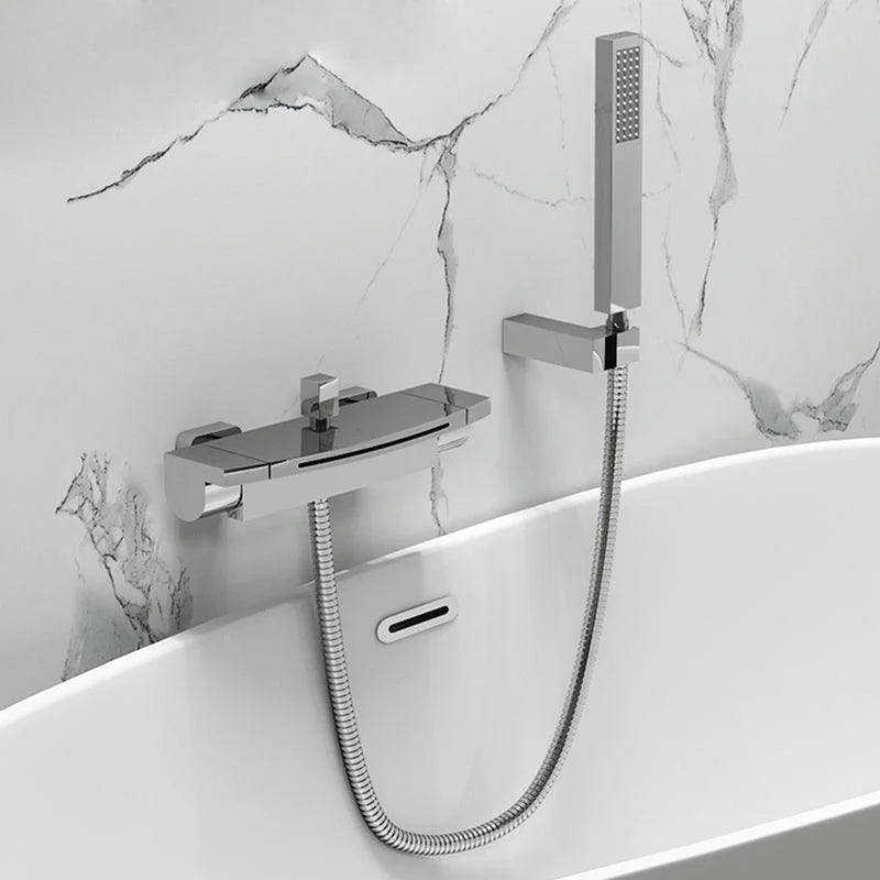 Modern Tub Filler Copper Wall Mounted with Hand Shower Waterfall Tub Spout Trim -Bathlova