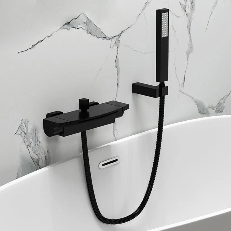 Modern Tub Filler Copper Wall Mounted with Hand Shower Waterfall Tub Spout Trim -Bathlova