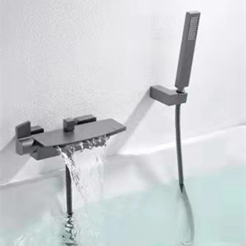 Modern Tub Filler Trim Copper Lever Handles with Hand Shower Wall Mounted Bathroom Tap -Bathlova