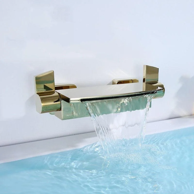 Modern Tub Filler Trim Copper Wall Mounted with Handshower Waterfall Tub Filler -Bathlova