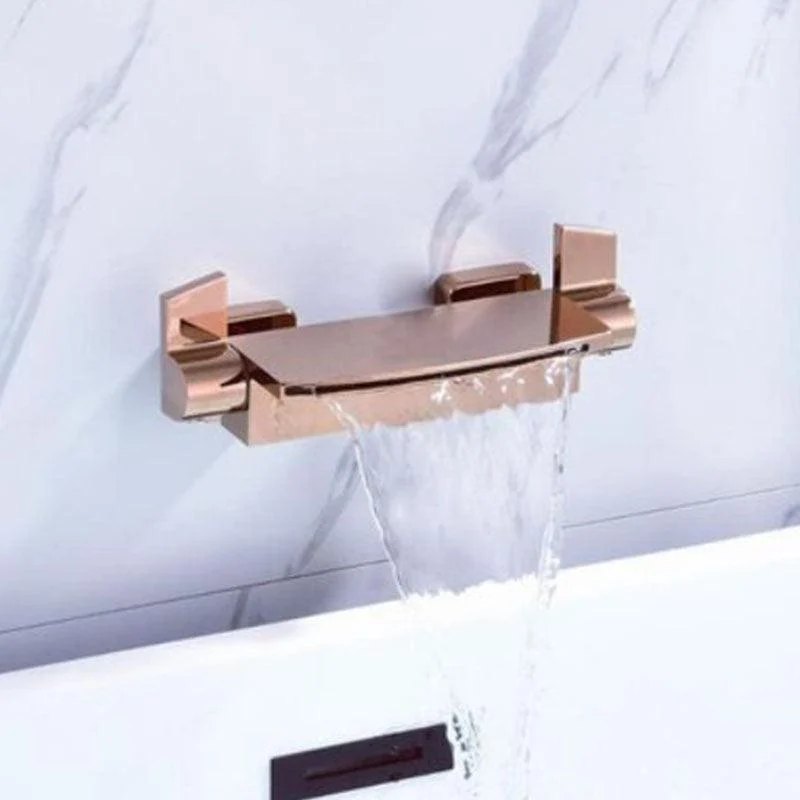 Modern Tub Filler Trim Copper Wall Mounted with Handshower Waterfall Tub Filler -Bathlova