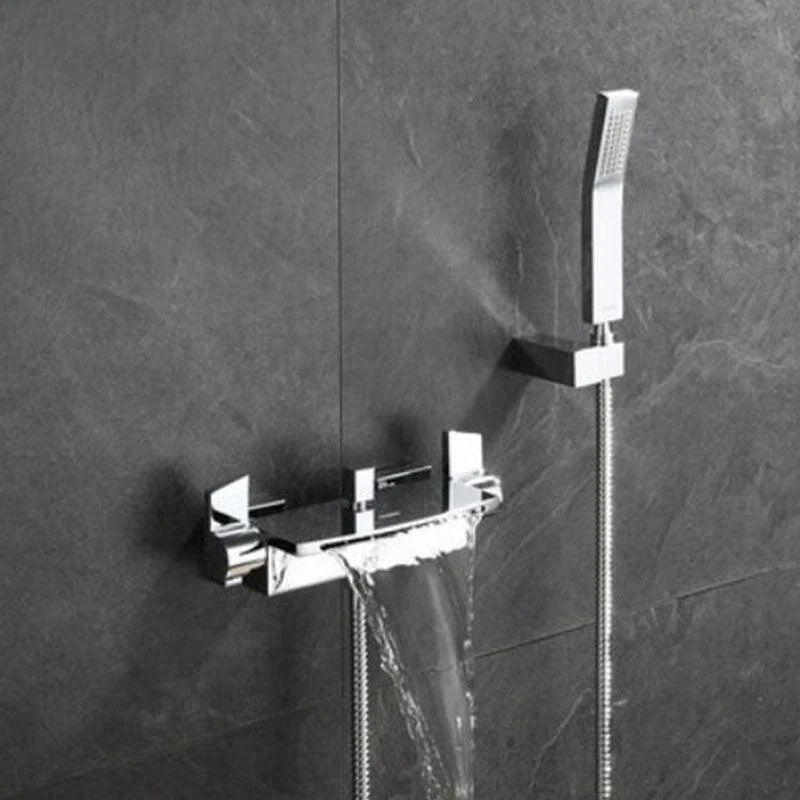 Modern Tub Filler Trim Copper Wall Mounted with Handshower Waterfall Tub Filler -Bathlova