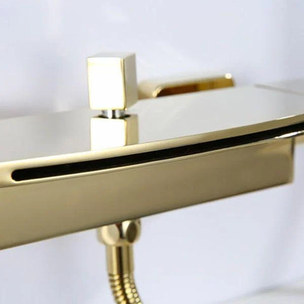 Modern Tub Filler Trim Copper Wall Mounted with Handshower Waterfall Tub Filler -Bathlova