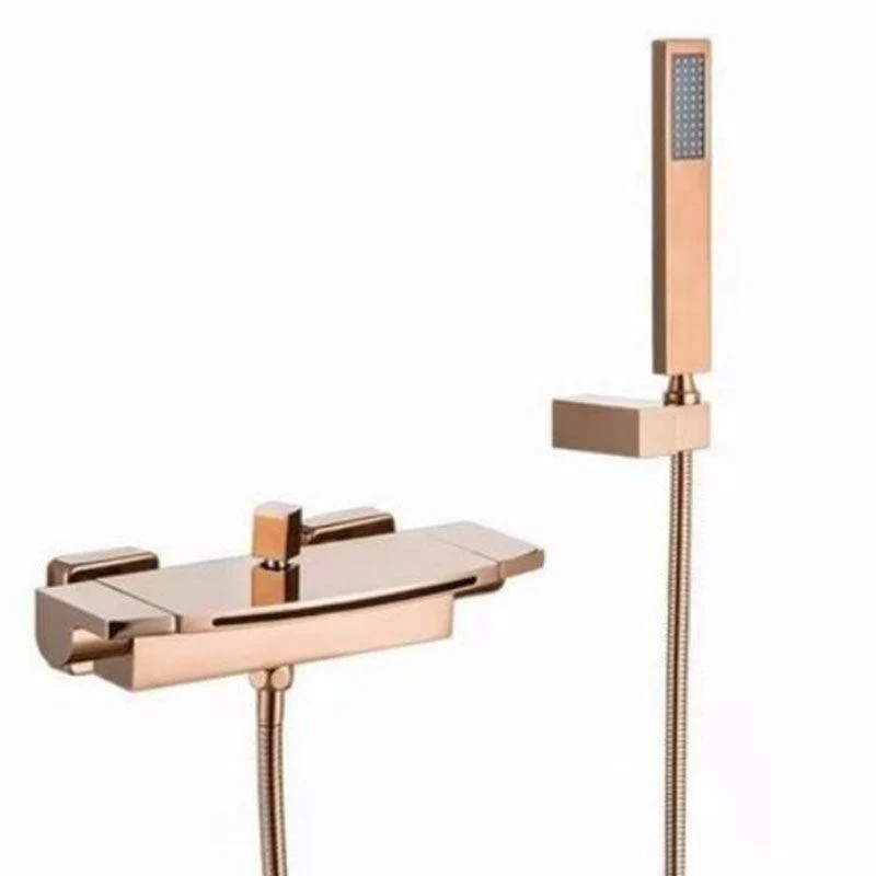 Modern Tub Filler Trim Copper Wall Mounted with Handshower Waterfall Tub Filler -Bathlova