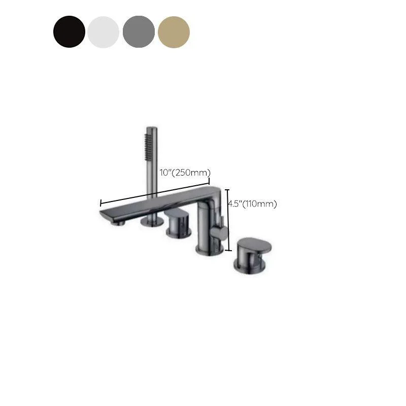 Modern Tub Filler Trim Copper with Hand Shower Deck-Mount Roman Tub Set -Bathlova