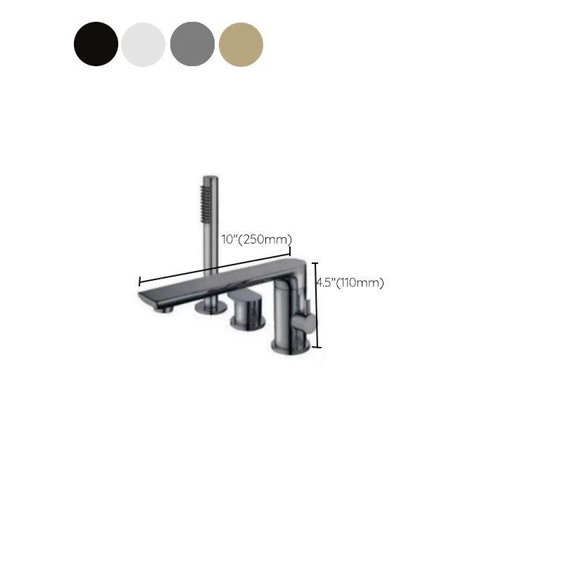 Modern Tub Filler Trim Copper with Hand Shower Deck-Mount Roman Tub Set -Bathlova