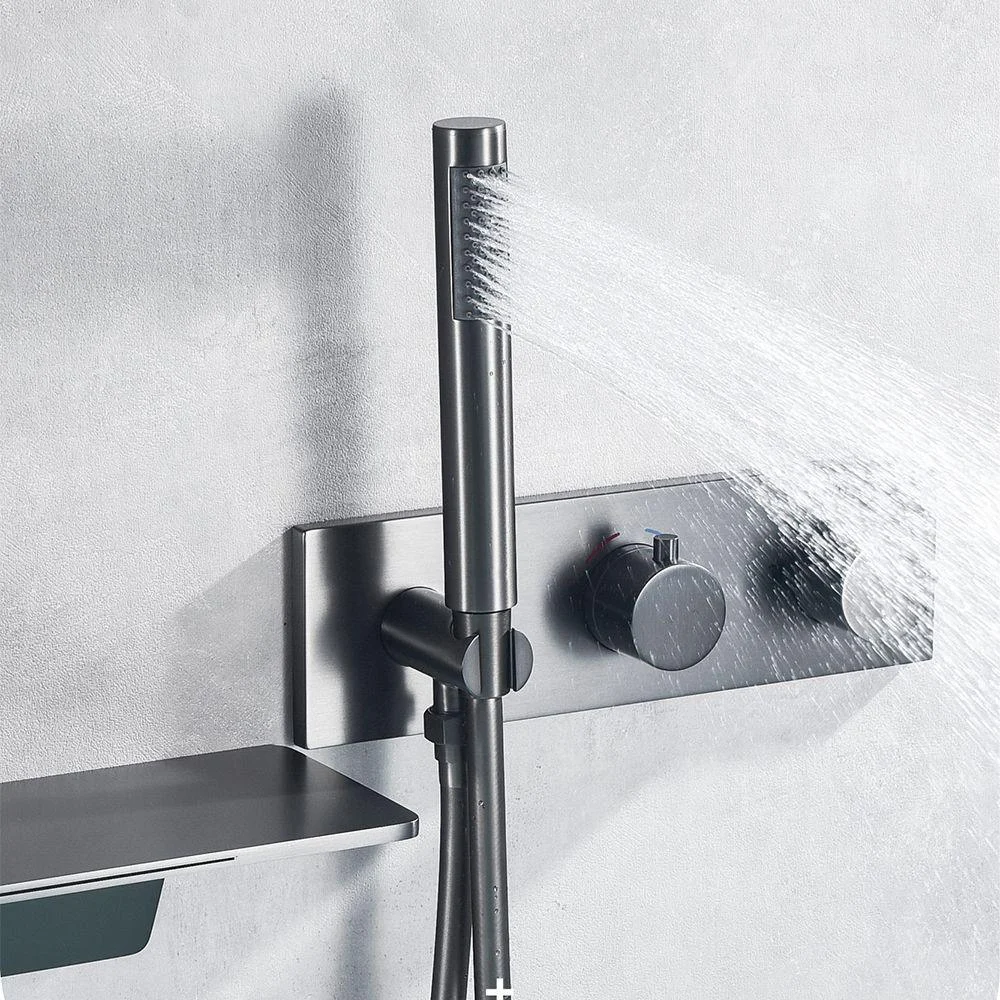 Modern Tub Spout Trim Brass Wall Mounted with Handshower Bath Tap Trim -Bathlova