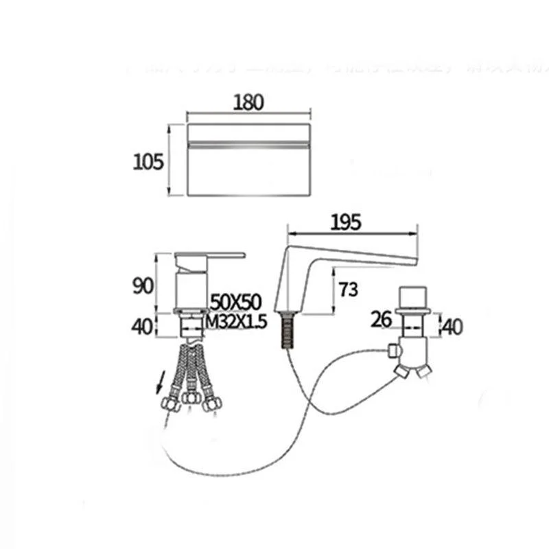 Modern Tub Spout Trim Copper Deck-Mount with Hand Shower and Handles Roman Tub Tap -Bathlova