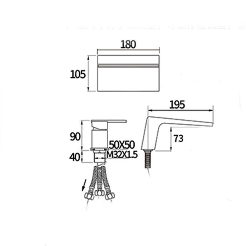 Modern Tub Spout Trim Copper Deck-Mount with Hand Shower and Handles Roman Tub Tap -Bathlova