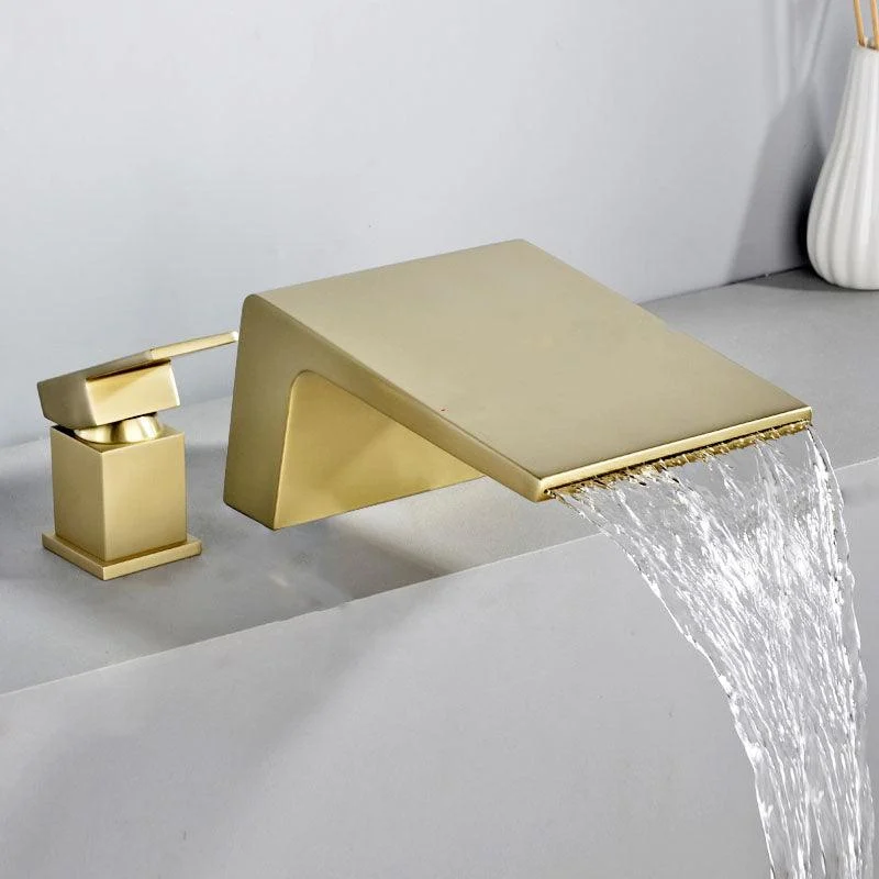 Modern Tub Spout Trim Copper Deck-Mount with Hand Shower and Handles Roman Tub Tap -Bathlova