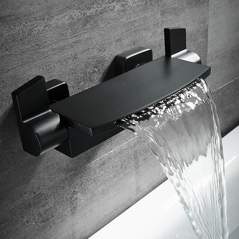 Modern Tub Spout Trim Copper Wall Mounted with Handshower Waterfall Bath Filler -Bathlova