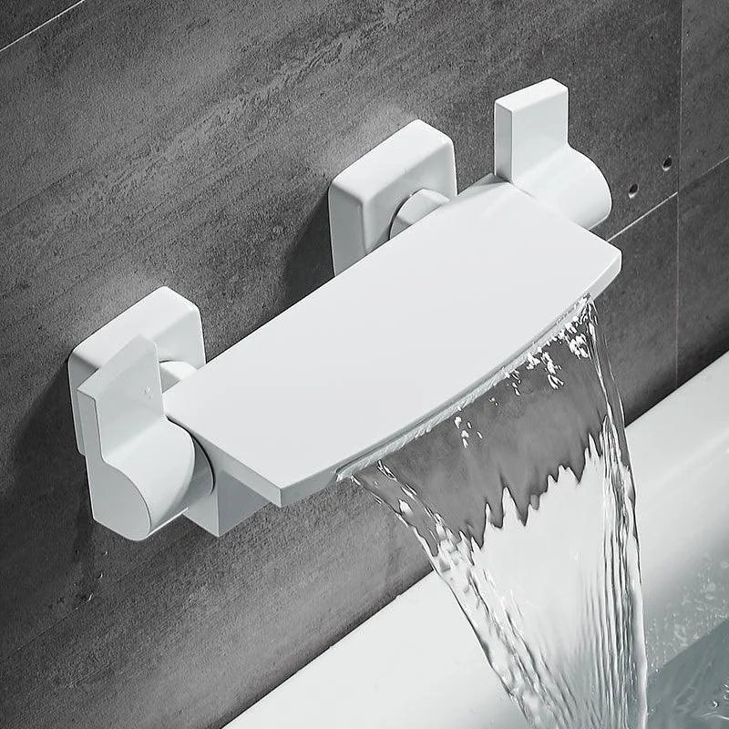 Modern Tub Spout Trim Copper Wall Mounted with Handshower Waterfall Bath Filler -Bathlova