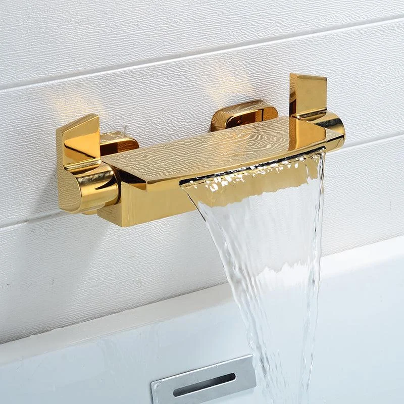 Modern Tub Spout Trim Copper Wall Mounted with Handshower Waterfall Bath Filler -Bathlova