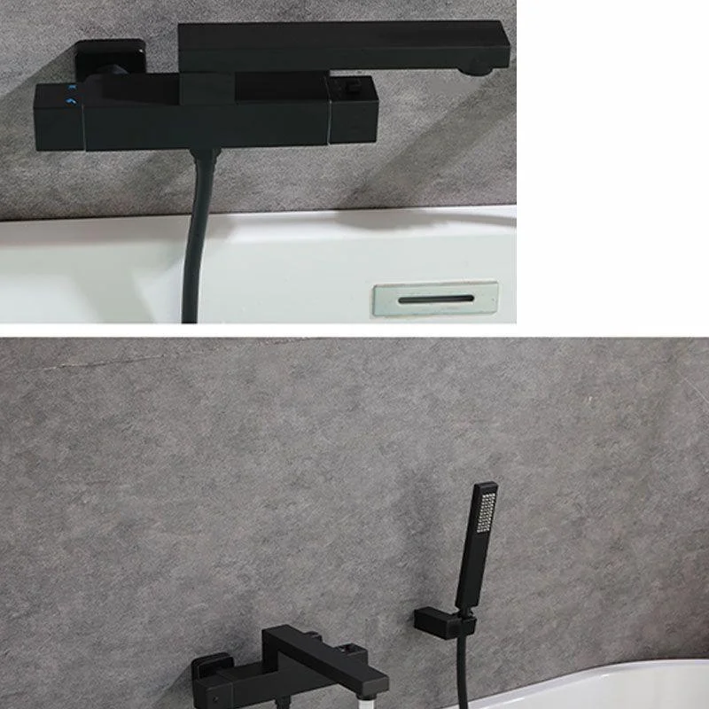 Modern Tub Spouts Copper Wall Mounted with Hand Shower and Knob Handles Tub Filler -Bathlova