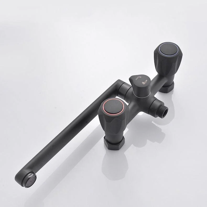 Modern Tub Tap Trim Black Wall Mounted Swivel Spout with Handheld Shower -Bathlova