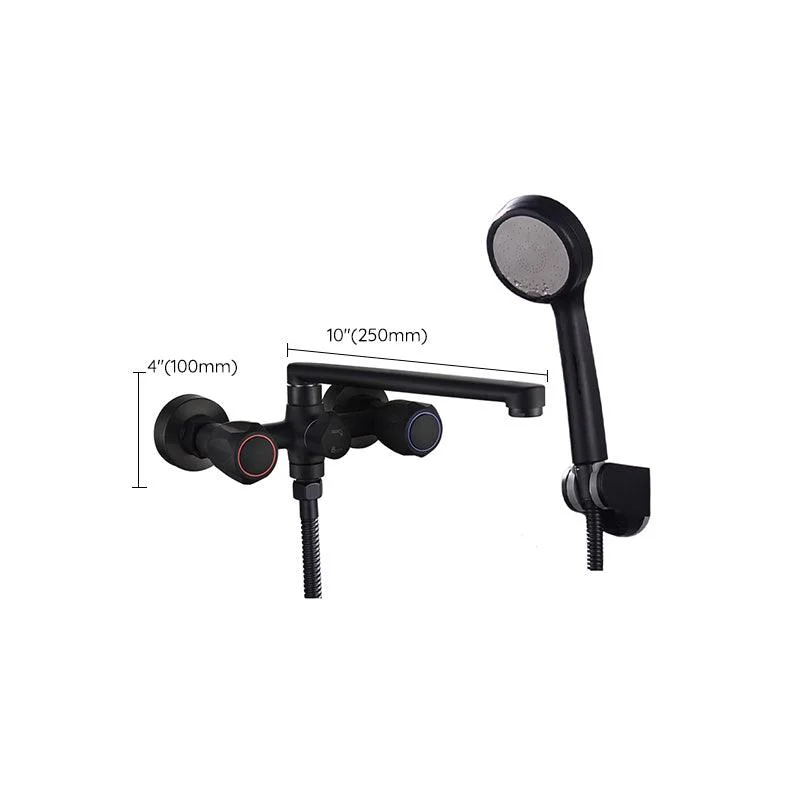 Modern Tub Tap Trim Black Wall Mounted Swivel Spout with Handheld Shower -Bathlova