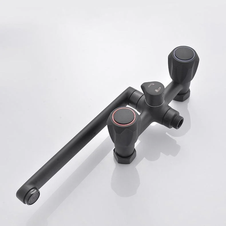 Modern Tub Tap Trim Black Wall Mounted Swivel Spout with Handheld Shower -Bathlova