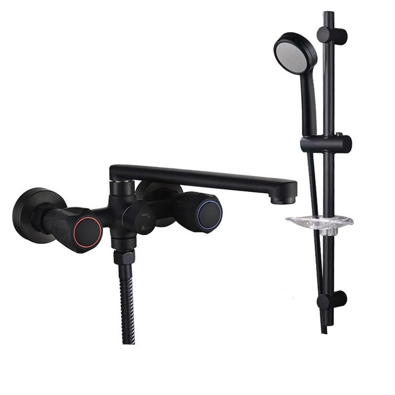 Modern Tub Tap Trim Black Wall Mounted Swivel Spout with Handheld Shower -Bathlova