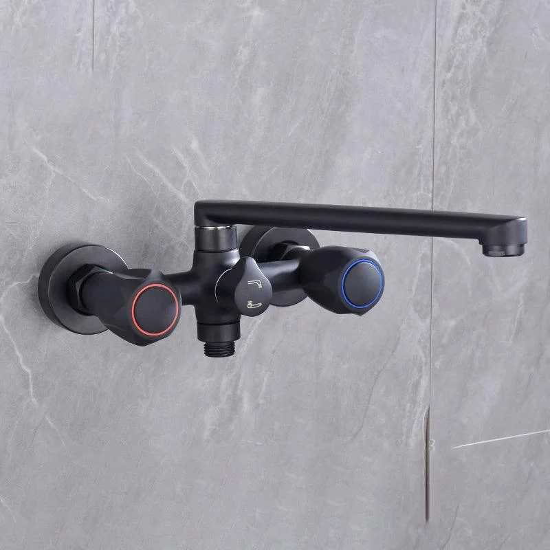 Modern Tub Tap Trim Black Wall Mounted Swivel Spout with Handheld Shower -Bathlova