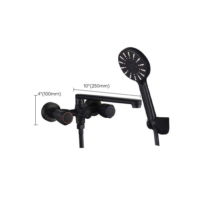 Modern Tub Tap Trim Black Wall Mounted Swivel Spout with Handheld Shower -Bathlova