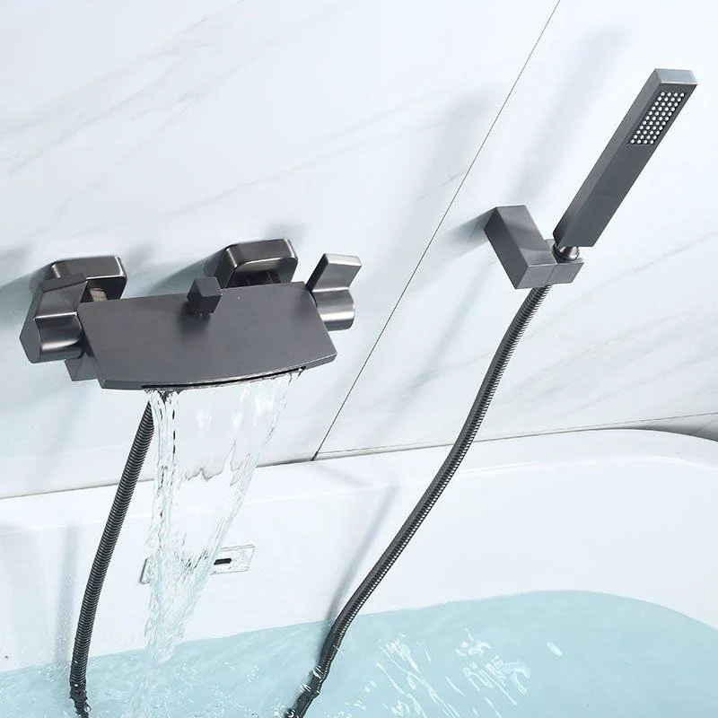 Modern Tub Tap Trim Brass Wall Mounted Waterfall Tub Spout Trim -Bathlova