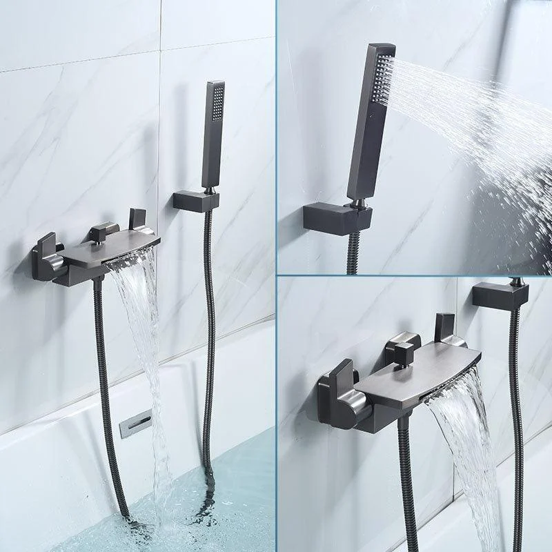 Modern Tub Tap Trim Brass Wall Mounted Waterfall Tub Spout Trim -Bathlova