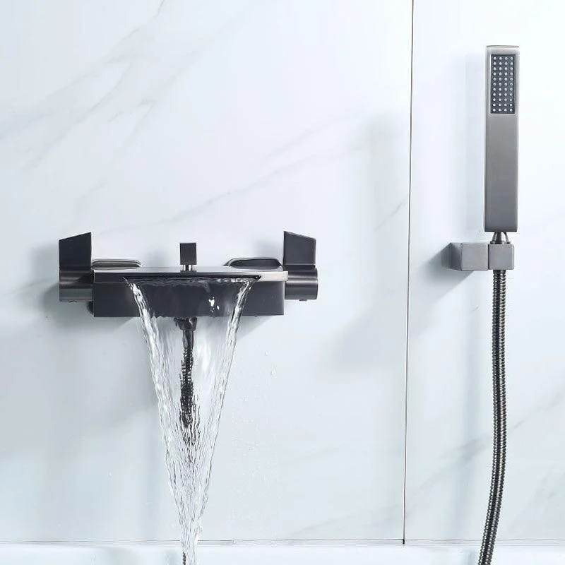 Modern Tub Tap Trim Brass Wall Mounted Waterfall Tub Spout Trim -Bathlova