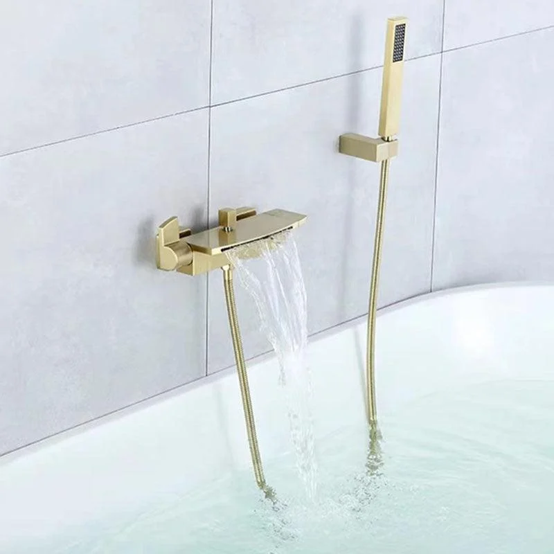 Modern Tub Tap Trim Brass Wall Mounted Waterfall Tub Spout Trim -Bathlova