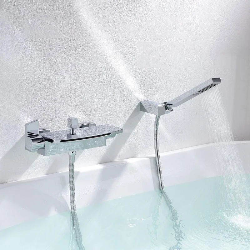 Modern Tub Tap Trim Copper Lever Handles Wall Mounted Waterfall Bathroom Tap -Bathlova